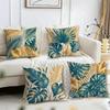 Housse de coussin Art Feuille Tropicale Housse de coussin Peluche Courte Carré Coussins d'appoint Housse de coussin Canapé Décoration Maison Cadeau