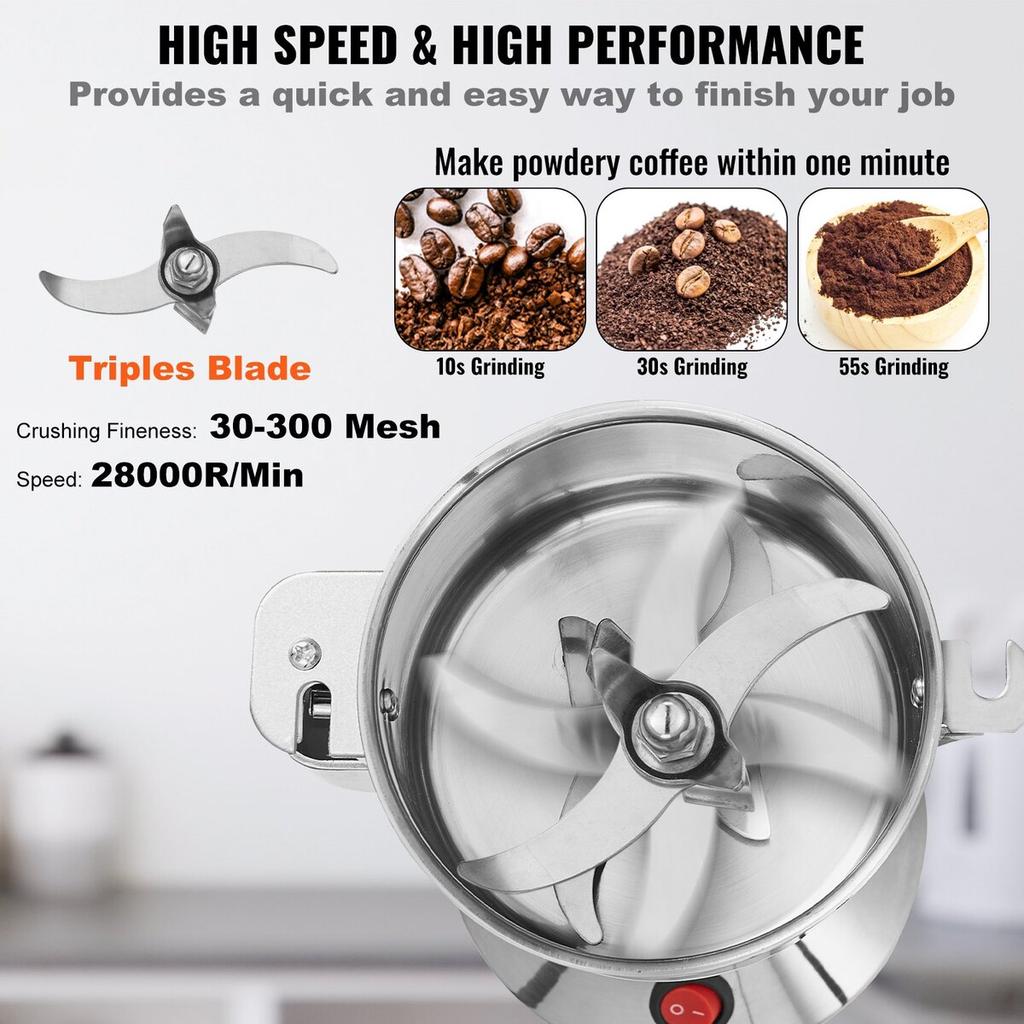 300g Commercial Spice Grinder Electric Grain Mill Grinder High Speed