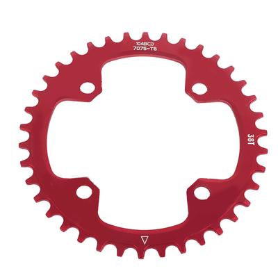 Parti di riparazione per corona singola in acciaio per mountain bike con guarnitura BCD 104 da 32/34/36/38T (Rosso 38T)