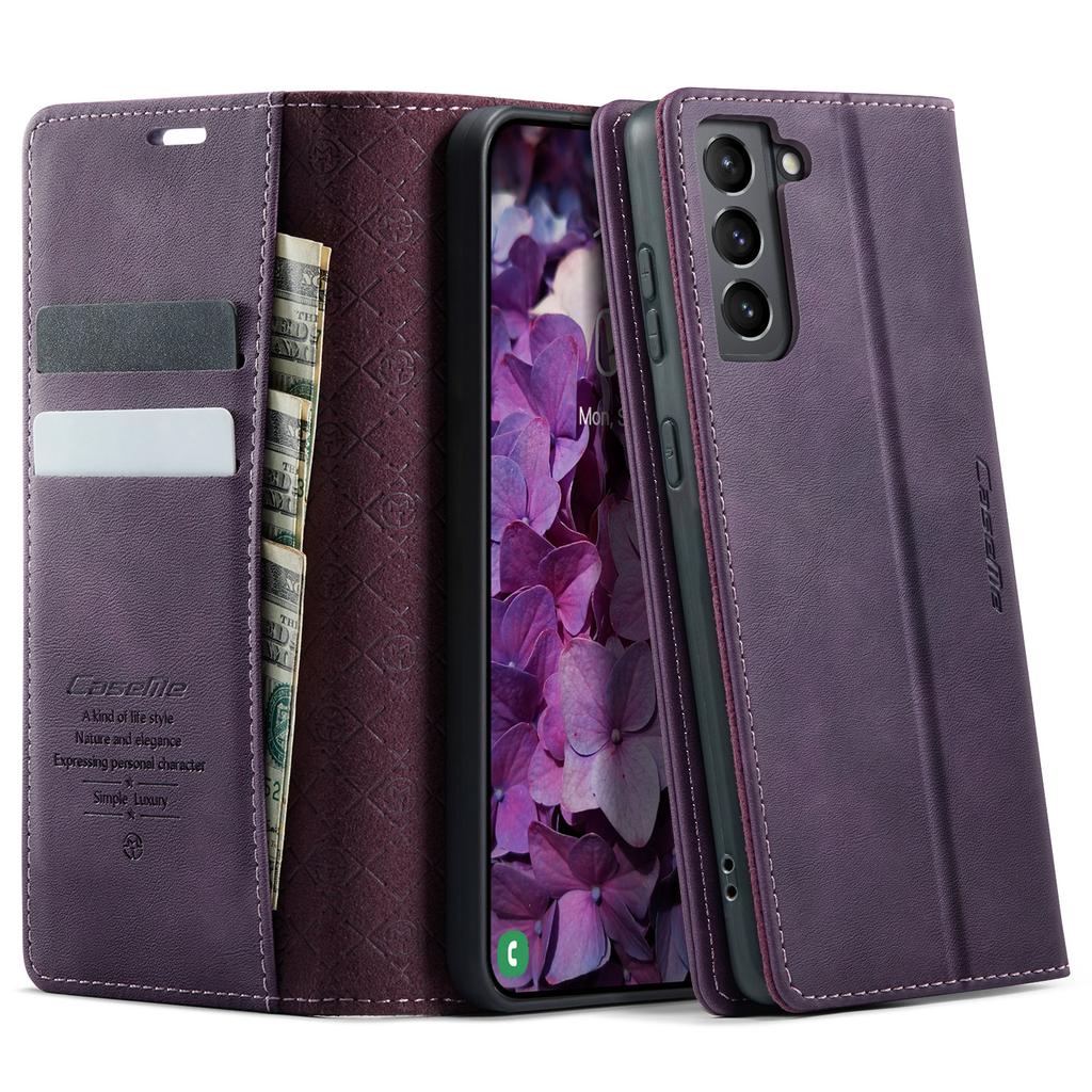 For Samsung Galaxy S21+ 5G Case CASEME 033 Series RFID Blocking Wallet Stand Calf Texture Leather Phone Cover