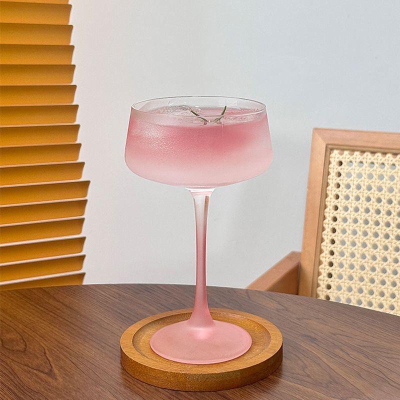 Bicchiere da Cocktail Rosa Francese, Elegante Bicchiere da Martini ad Alto Gambo, Bicchieri Estetici per Vino e Bevande Miste