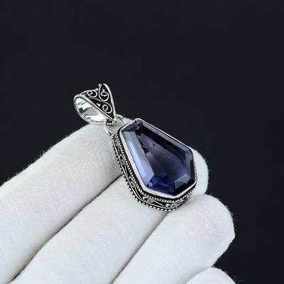Sargförmiger Tansanit Anhänger, 925 Sterling Silber Anhänger, handgefertigter Anhänger, Sargform Edelstein Schmuck, Silberschmuck für Frauen Geschenk