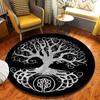 World Tree Round Rug Area Rug Viking Norse Mythology Print Round Carpet Living Room Bedroom Floor Mat Playroom Soft Round Carpet