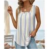 T-shirt da donna estiva senza maniche con scollo quadrato stampata, temperamentale, comoda, canotta larga