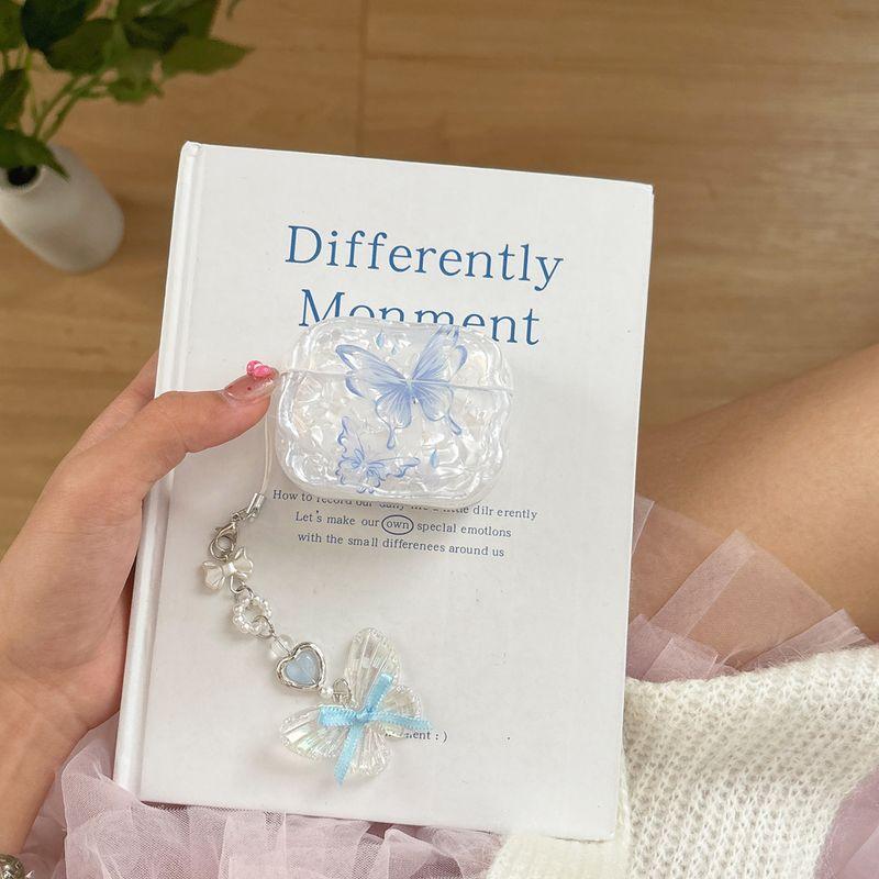 

Protective Case Active Noise Reduction Apple 3 Generation Bluetooth Earbuds Case Pro 2 Generation 2 Headset Korean Cute Minimalist Niche Style Apple Airpods Pro [Shell Blue Butterfly] Pendant