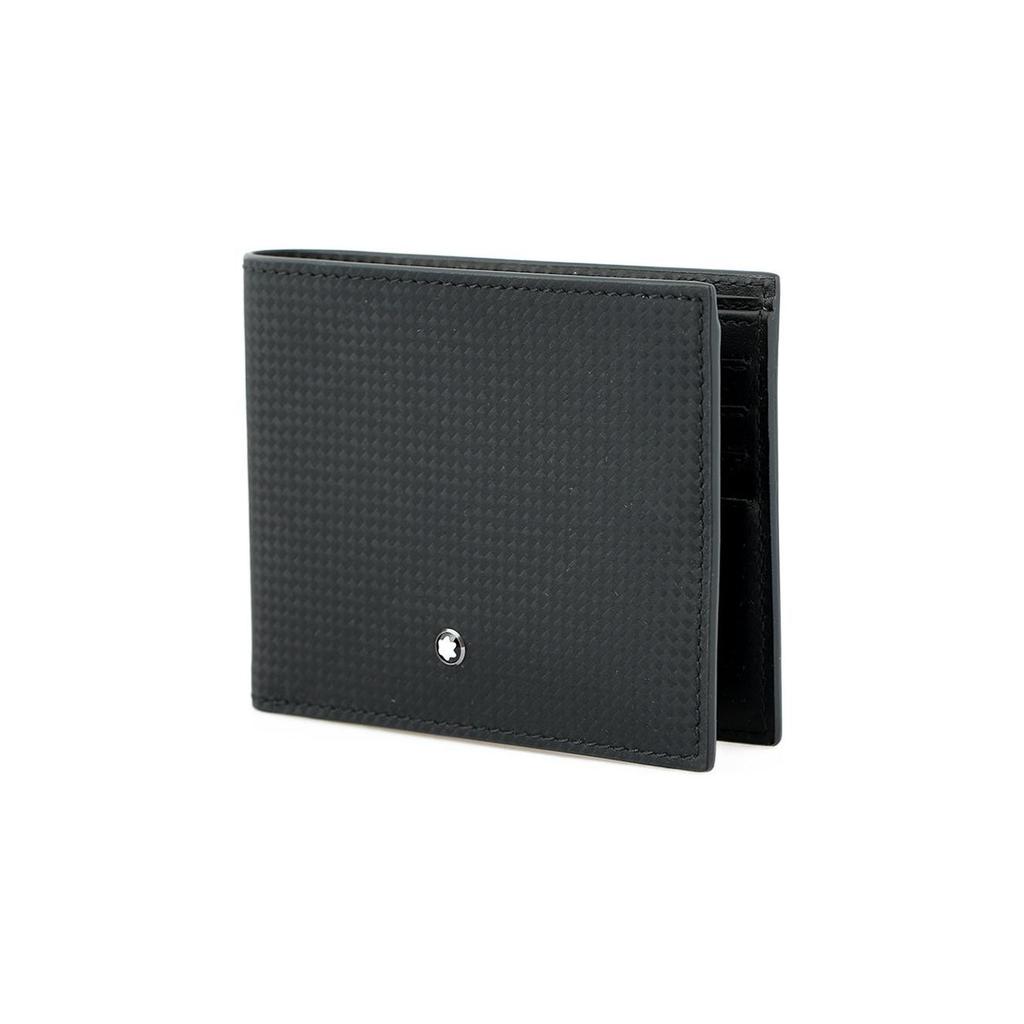 Montblanc Solid Color Short Foldable Logo Leather Wallet Men wallet Black 111144