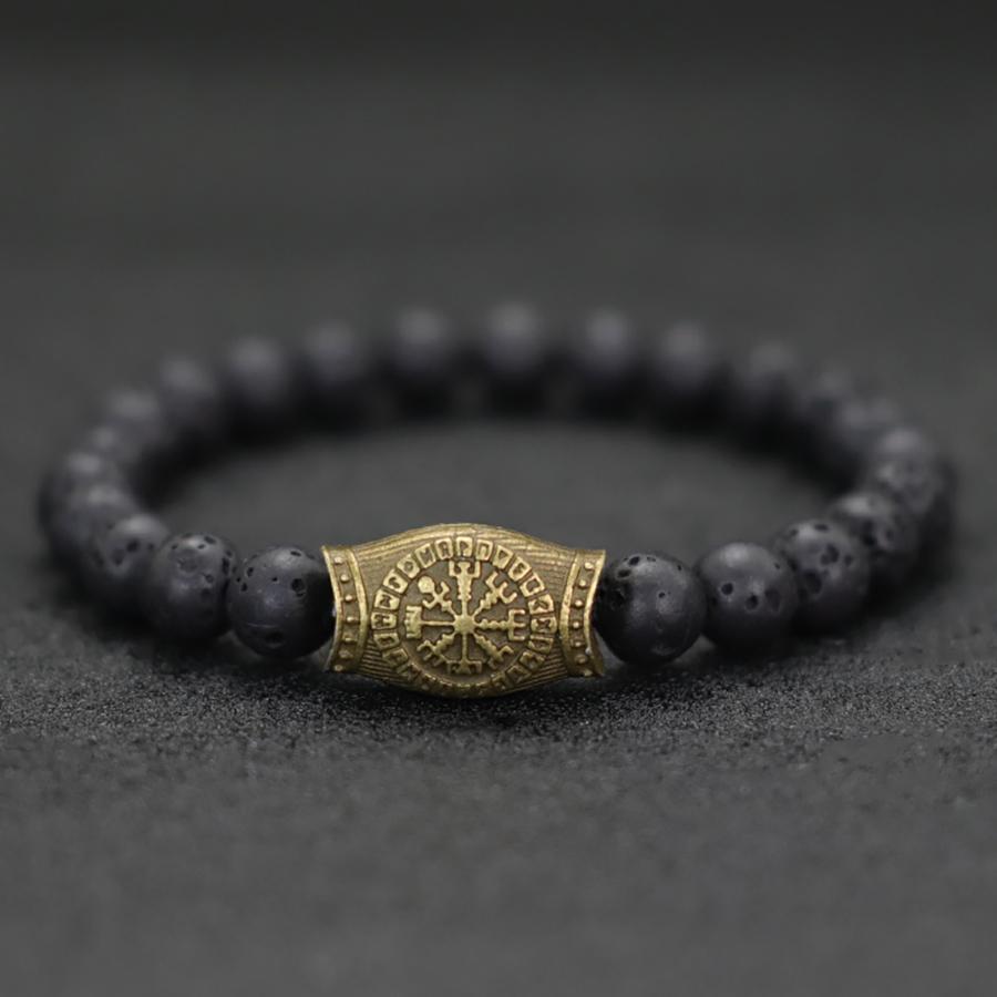 Simple Style Stone Bracelet Men Viking 8mm Lava Obsidian Beads Yoga Meditation Healing Braslet Pulseria Hombre Retro Accessories