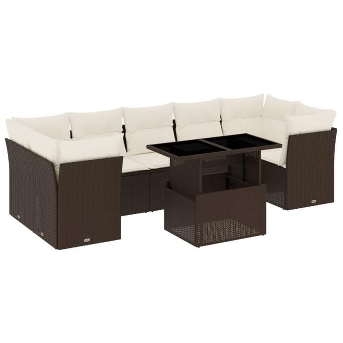 VidaXL Garden Lounge Set 8 Pcs with Brown Cushions Wicker 3266403