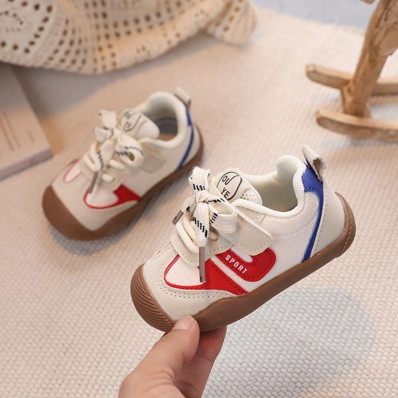 Kids Color Block Velcro Strap Casual Non Slip Sneakers 16 белый