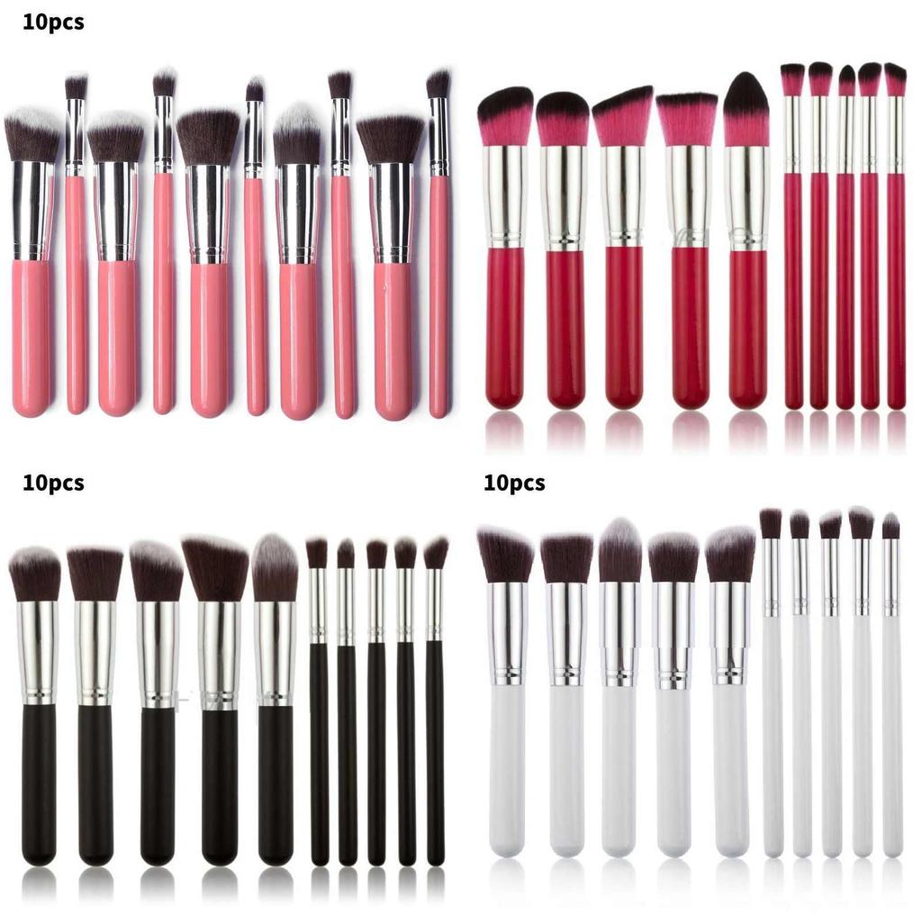 Cosmetic Brush Collection With Long Wooden Handles For Makeup Artists