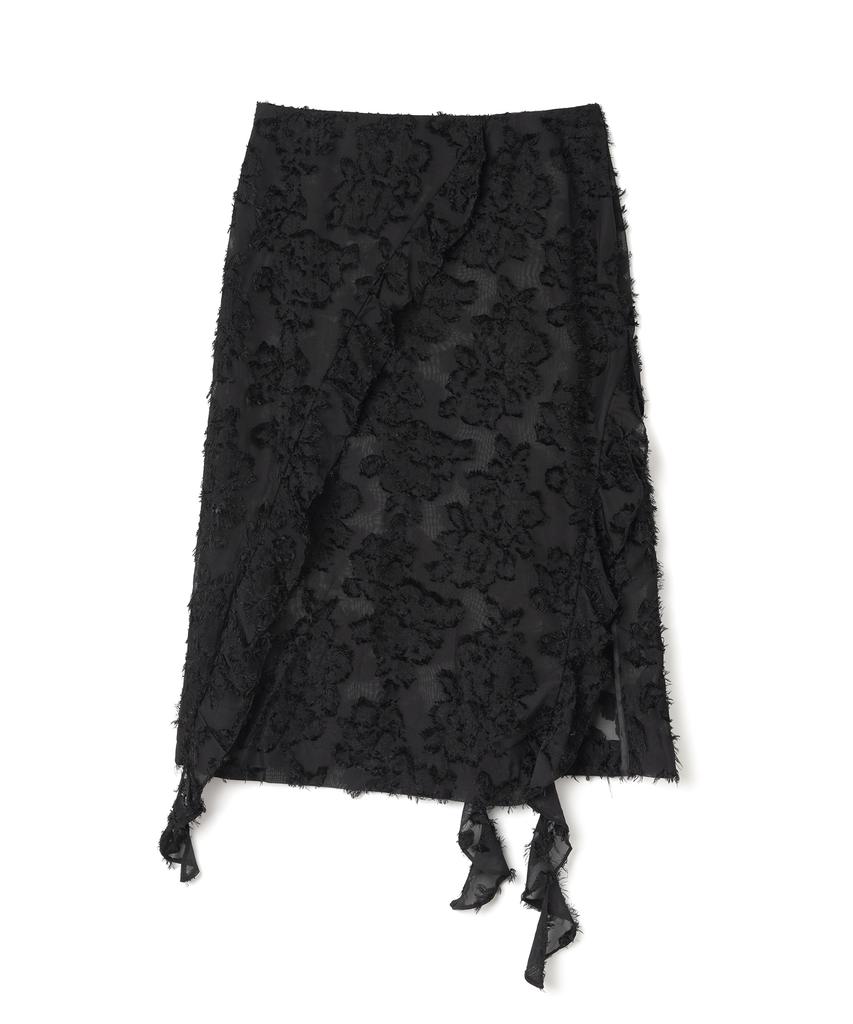 Milo Woman Sheer Ruffle Midi Skirt [Black]
