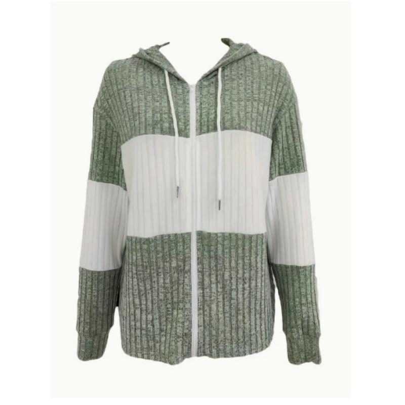 Damen Frühling & Herbst Strick Zip-Hoodie Langarm Bequemes Lässiges Sweatshirt
