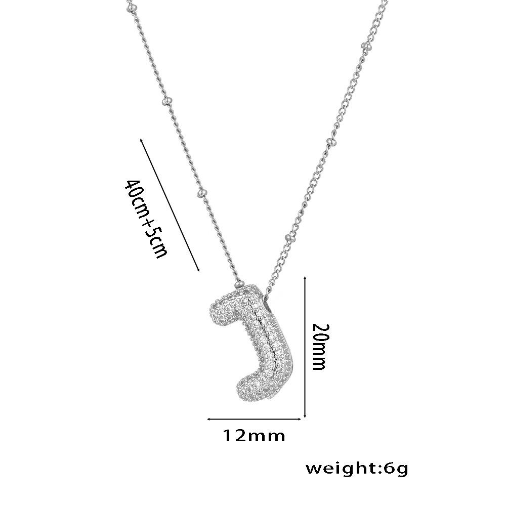 Fashion 26 Bubble Letter Initial Pendant18k Gold Plated Micropaved Full Zirconia Stone Chain Couple Necklace Women Jewelry