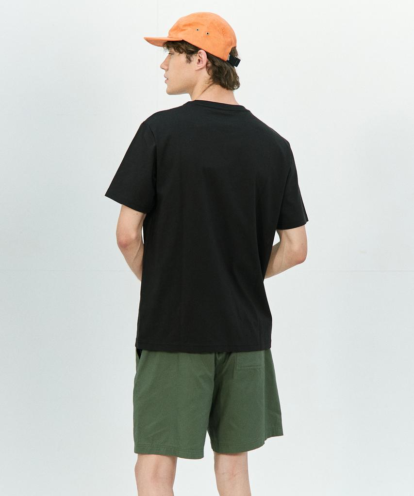 BASIC HOUSE 20-Count Cotton Regular Fit Short Sleeve T-Shirt Black Lats0115 (B Type)