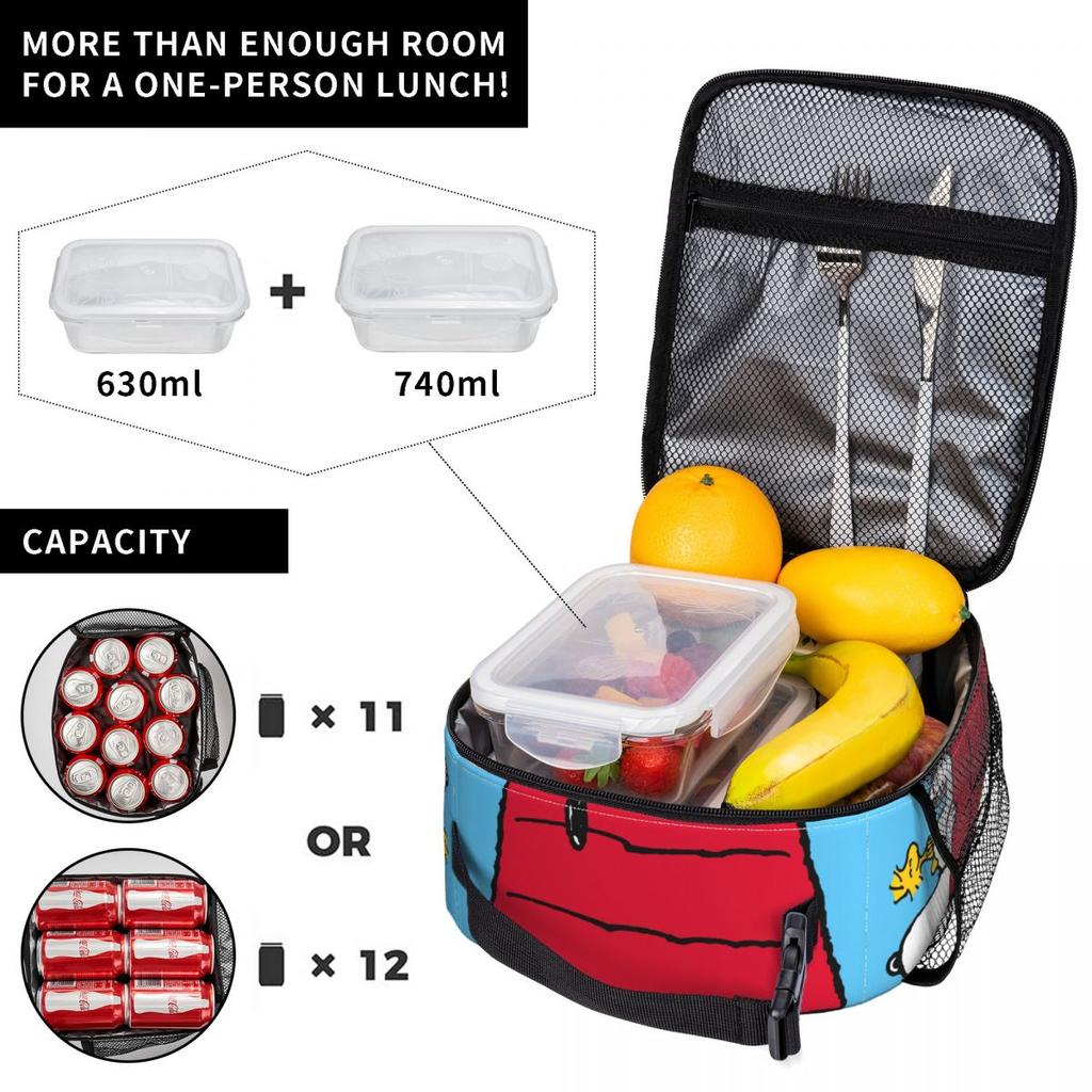 Snoopys Woodstock Doghouse Insulated Lunch Bags Portable Reusable Thermal Bag Lunch Box Tote Beach Outdoor Food Bag