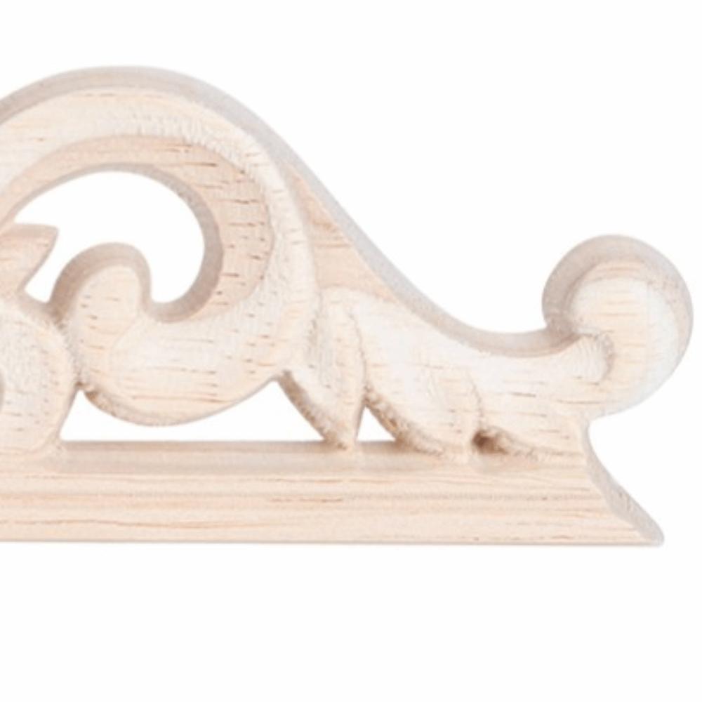 4pcs Wood Wood Carving Applique 5.12x2.76x0.35in Light Brown European Style Wood Ornament Wood Carving Solid Wood Texture