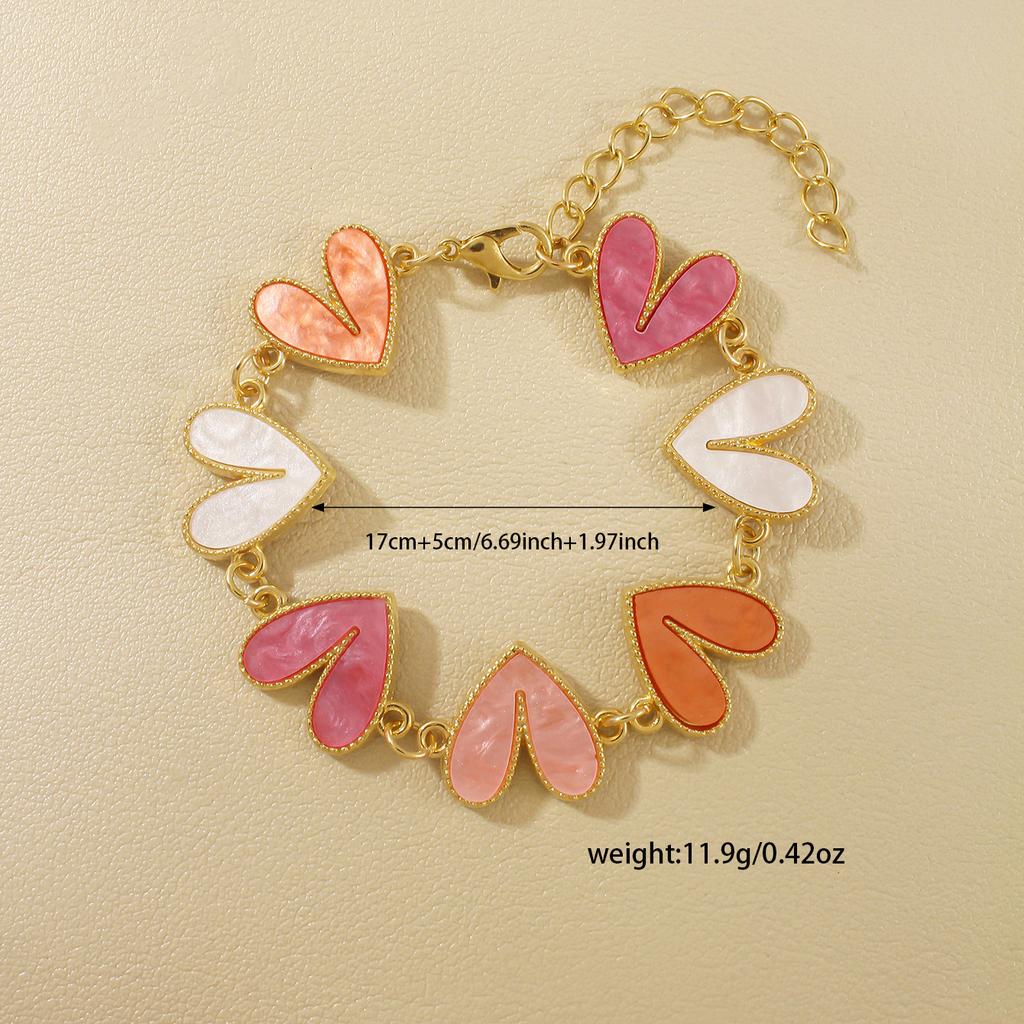 Europe and the United States Popular Multi-color Love Modeling Bracelet Sweet Personality Style Jewelry Valentine's Day Hot-selling