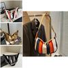 Fashionable Casual Striped Canvas Shoulder Bag For Everyday Use With Ample Space
