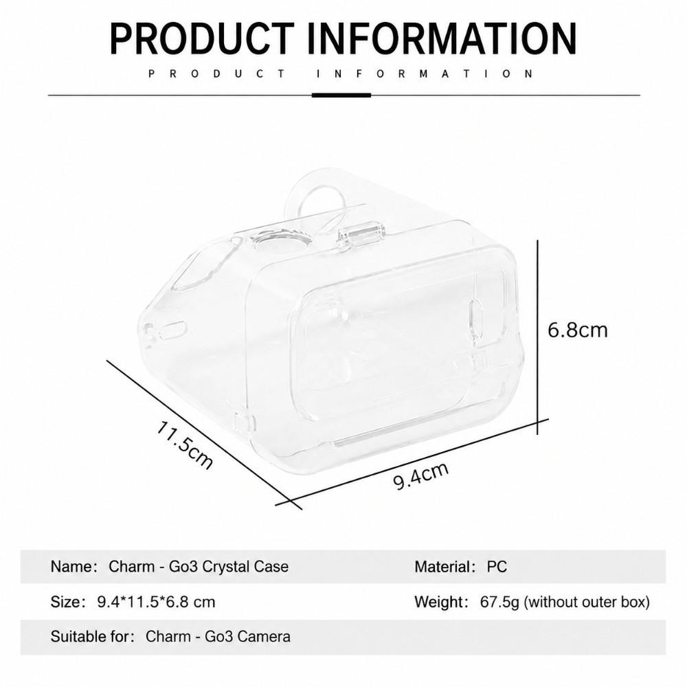 PC Instant Camera Case Transparent Hard Camera Cover for Polaroid Go 3 Travel Photography
