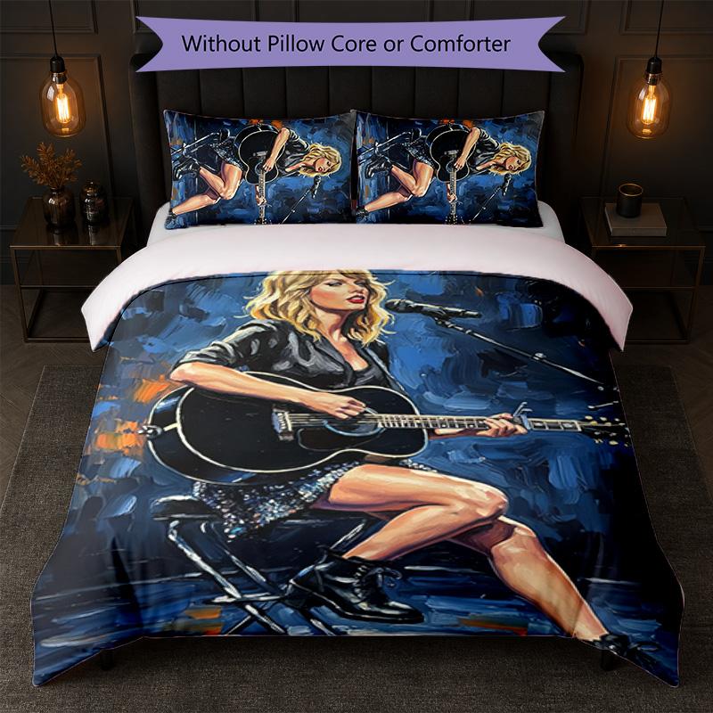 Set Copripiumino 3 Pezzi Stampa Taylor Swift 1 Copripiumino e 2 Federe Biancheria da Letto Morbida per Camera da Letto Domestica
