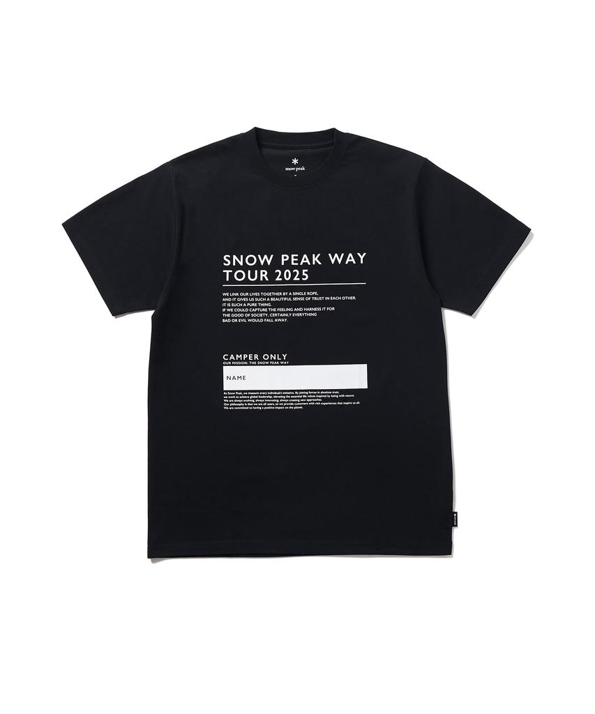 Snow Peak SPW Tour 2025 T-Shirt, Size M, Black, TS-25SU102, Perfect for Festivals, Camping, and Outdoor Activities