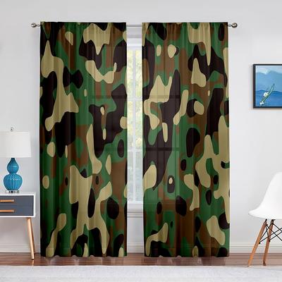Verde Militare Camouflage Mimetico Woodland Marrone Tende in Tulle per Soggiorno Cucina Camera da Letto Tenda Voile Traslucida Drappeggi per Finestra