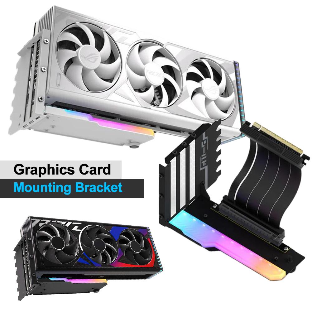 Vertical GPU Mounting Bracket with 15cm PCI-E 4.0 X16 Riser Cable GPU Bracket Holder GPU Mount Graphic Card Bracket