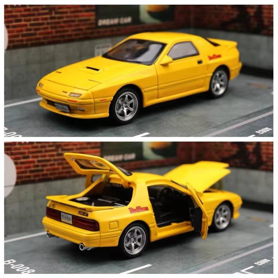 Initial D JDM Mazda RX-7 FC3S Supercar Simulation Diecast & Toy Vehicles Sounds & Light Pull Back Car 1:32 Alloy Model
