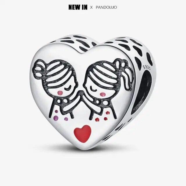2024 Original New In Fairy Tale Town Series Round Heart Shaped Beads FitNew Bracelet 925 Silver Women Bead DIY Jewelry Gift
