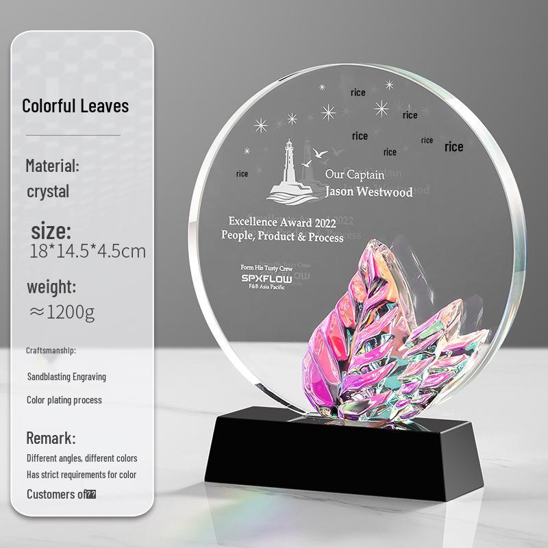 2024 Crystal Trophy for Outstanding Employee Recognition and Team Honor, with Engraved Award Medal.