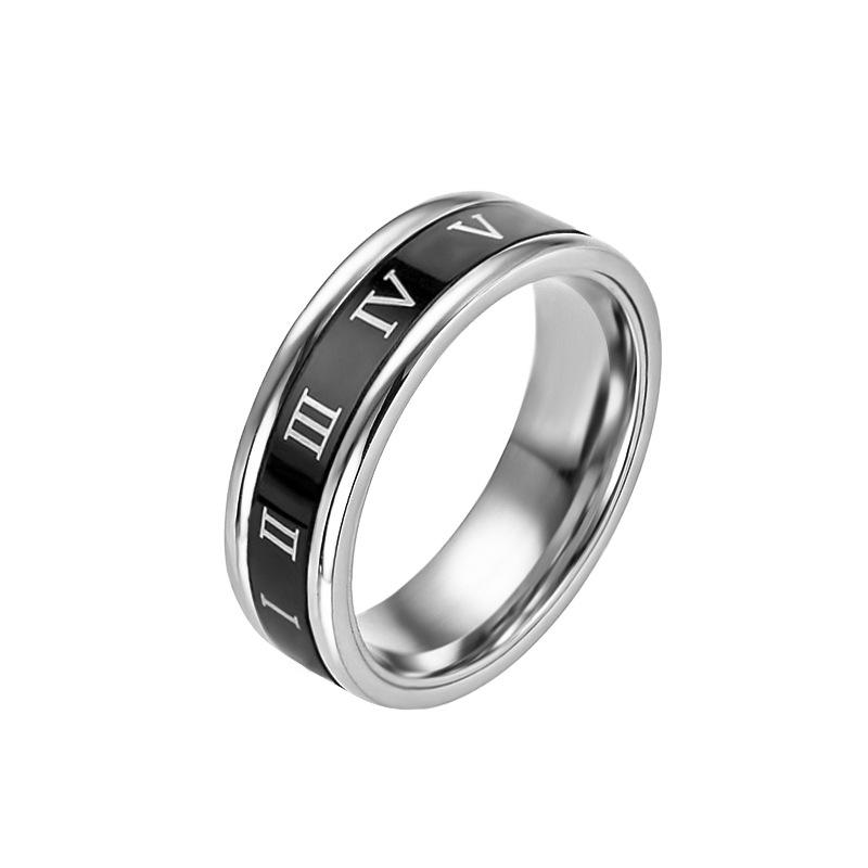 Korean Rose Gold Roman Numeral Rotating Titanium Ring - Women s Matching Band Accessories Size 11
