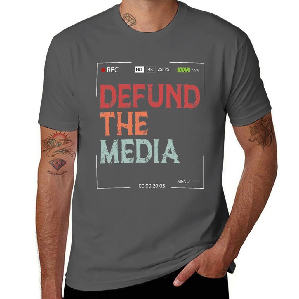 Defund The Media TShirt Big and Tall Casual TShirt