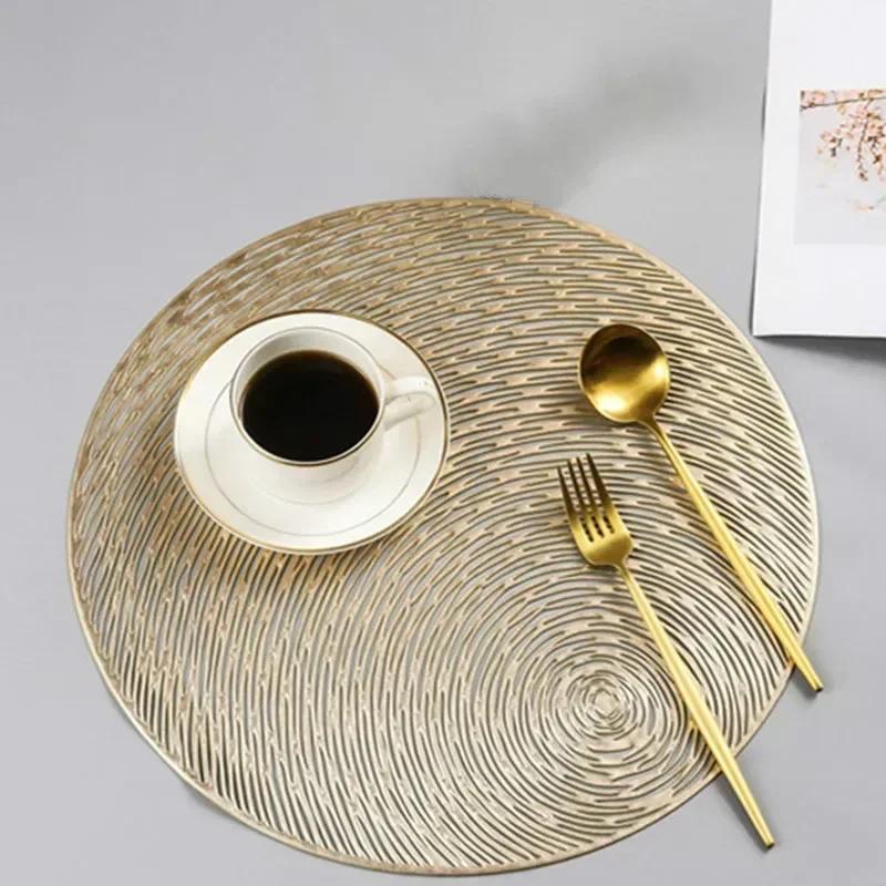 Household Fashion Supplies Table Mats Coasters Pad Round PVC Placemat Mats Heat Resistant Wear Resistant Non - Slip Table Pad