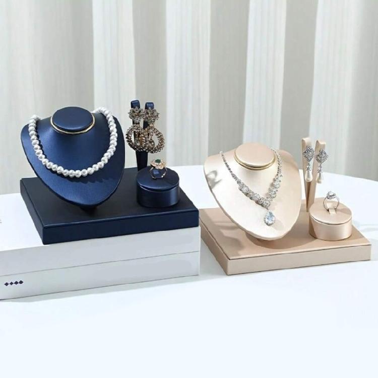 Jewelry Presentation Stand Featuring PU Leather Construction Ideal For Professional And Home Use