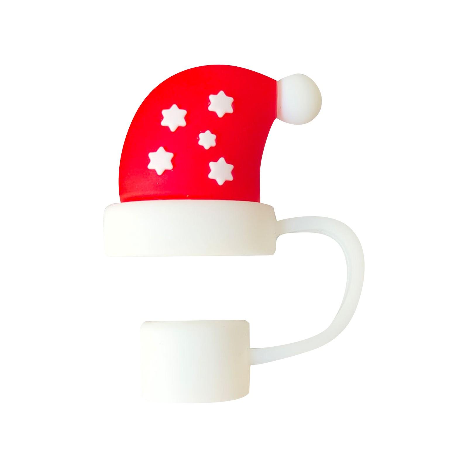 

10 мм 3D рождественский чехол для соломинки силиконовый чехол для соломинки 10 мм 0,4 дюйма пыленепроницаемые многоразовые крышки для соломинок One Size