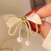 Vintage Fashion Large Bowknot Brooch with Rhinestones and Pearls