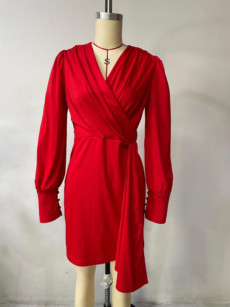 Autumn/Winter 2024 Long Sleeve V-Neck Zipper Dress for Women