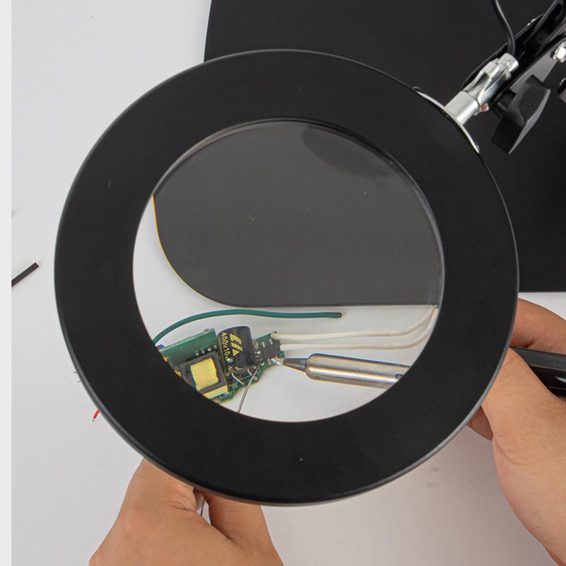 Foldable Desktop Magnifying Glass with Led Lights USB Magnifier with Base for Reading Repair Welding Desk Lamp