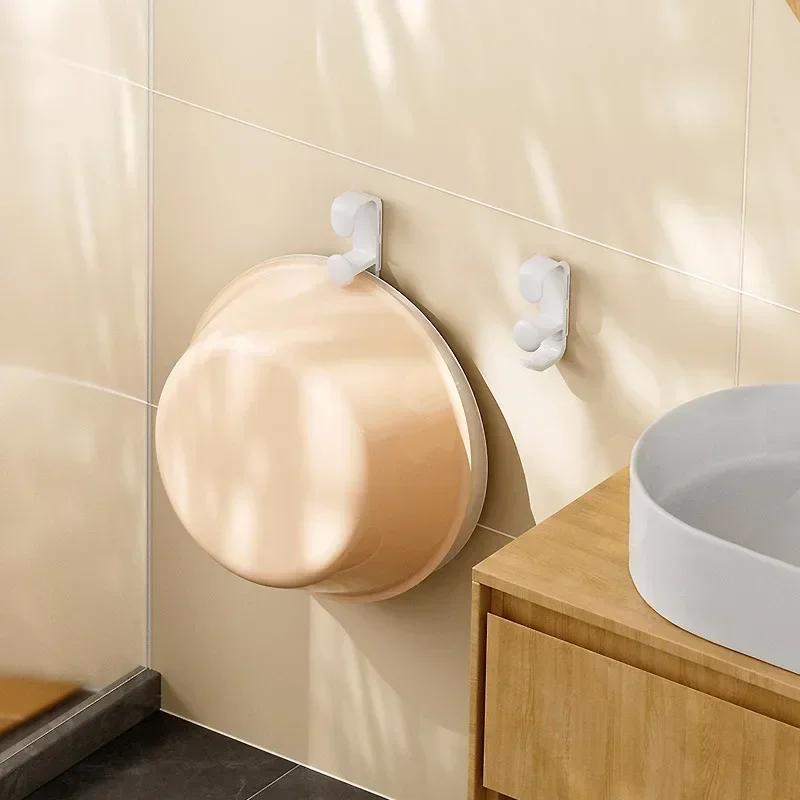 Bathroom Hooks Wall-Hung Washbasin Hook Retractable Basin Storage Rack Multifunction Kitchen Bathroom Rack Washbasin Holder Hook