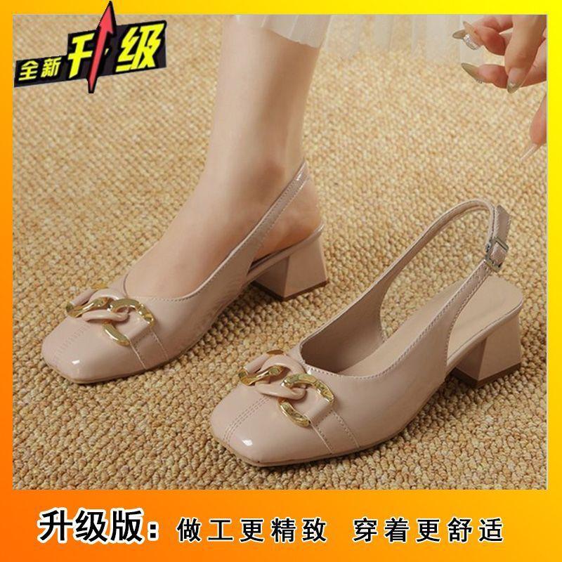 Foreign style fairy style square head female shoes 2025 summer new fashion versatile niche design sense bag head sandals female