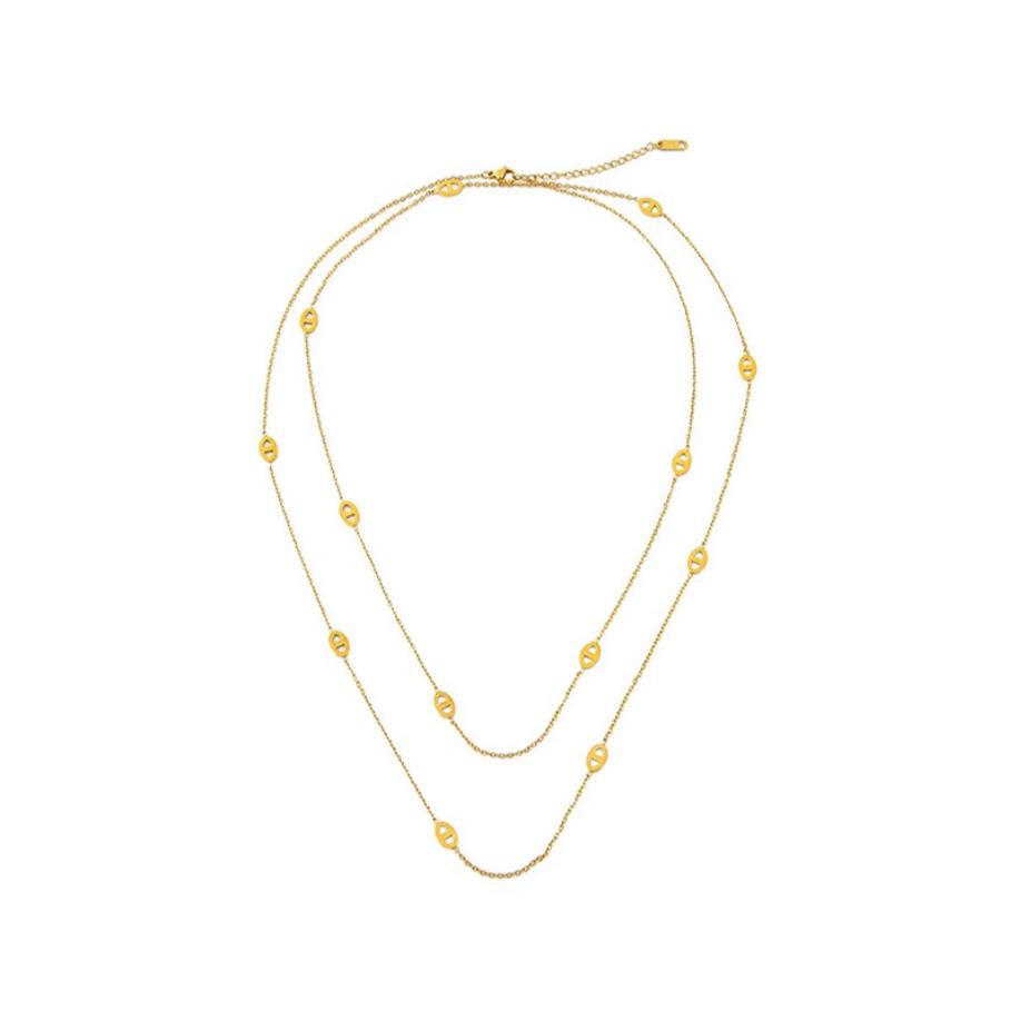 Color retention extended double-layer pig nose stacked sweater chain light luxury necklace simple high-end accessories