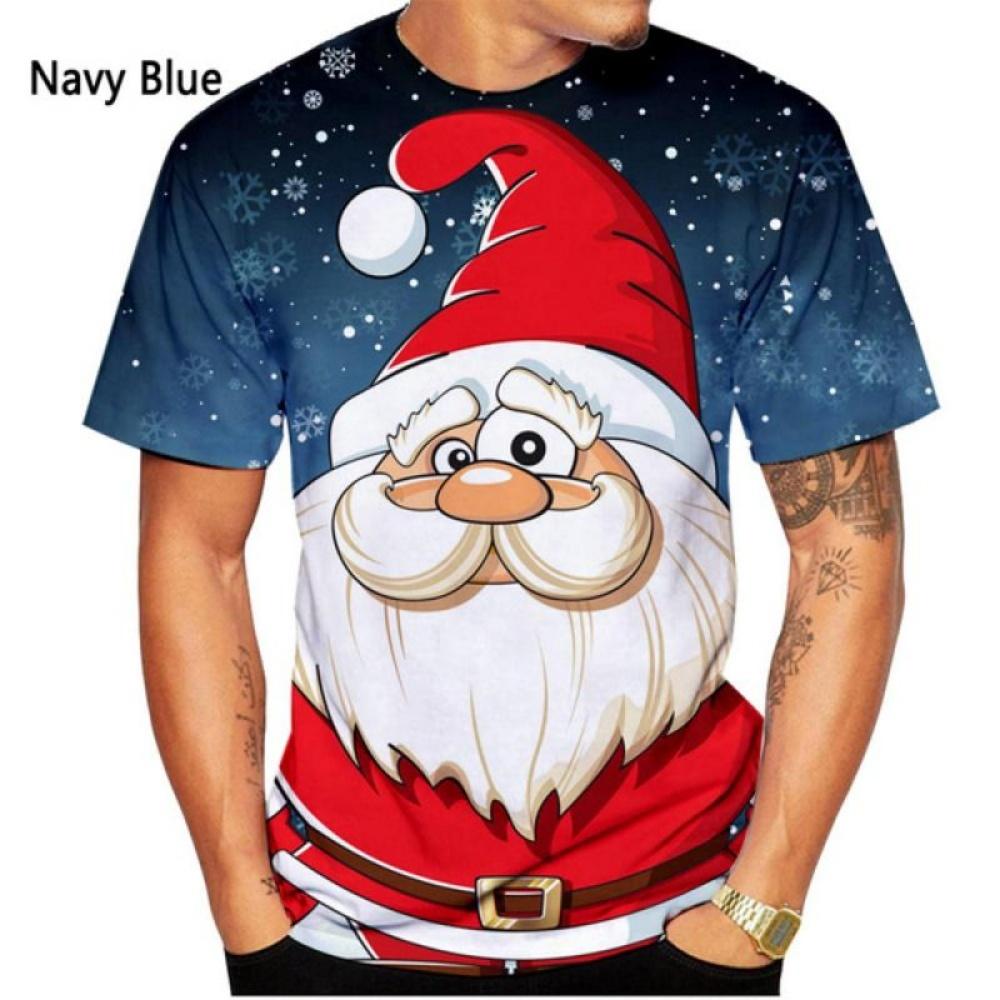 New Christmas 3D Print T-Shirt Men’s Fashion Casual Short-Sleeve Santa Claus Christmas Eve Top