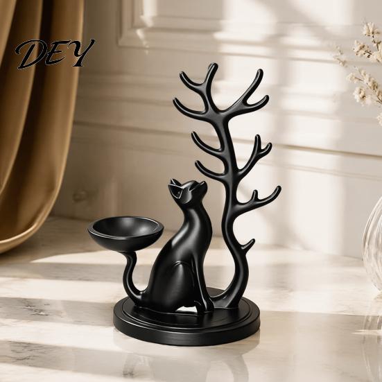 Small Countertop Organizer Cute Cat Tree Branch Jewelry Organizer, 3D Printed Earring Bracelet Hair Tie Storage Holder, Decorative Trinket Display