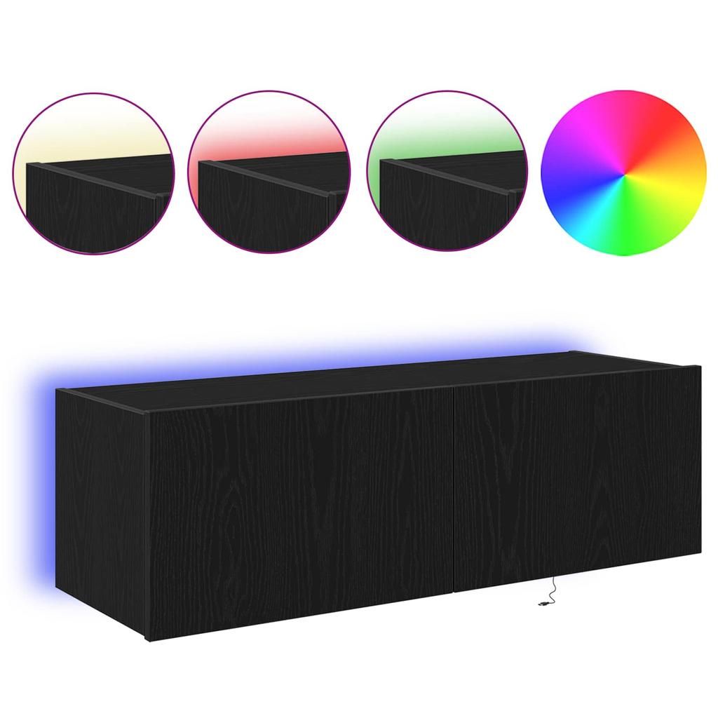 TV Wall Cabinet 2 Pcs Black Oak Effect 100 X 35 X 31 Cm