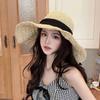 New Japanese Straw Hat Women's Summer Lace-up Large Brim Beach Hat Foldable Vacation Cool Hat Sun Protection Visor Hat