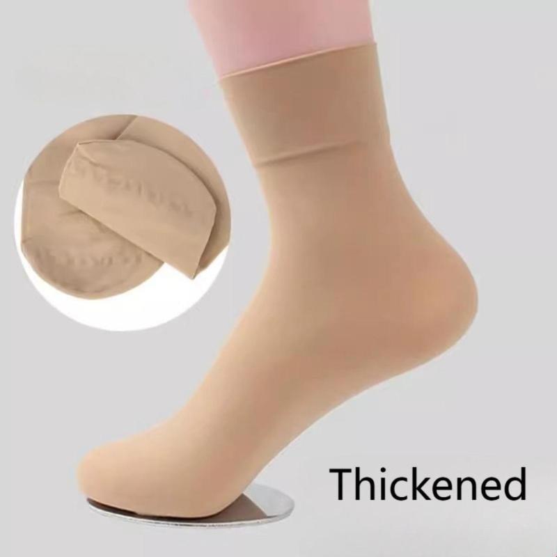 5 Pairs/Set Thickened Velvet Mid-calf Stretch Stockings for Women Elastic Anti-snagging Crystal Socks