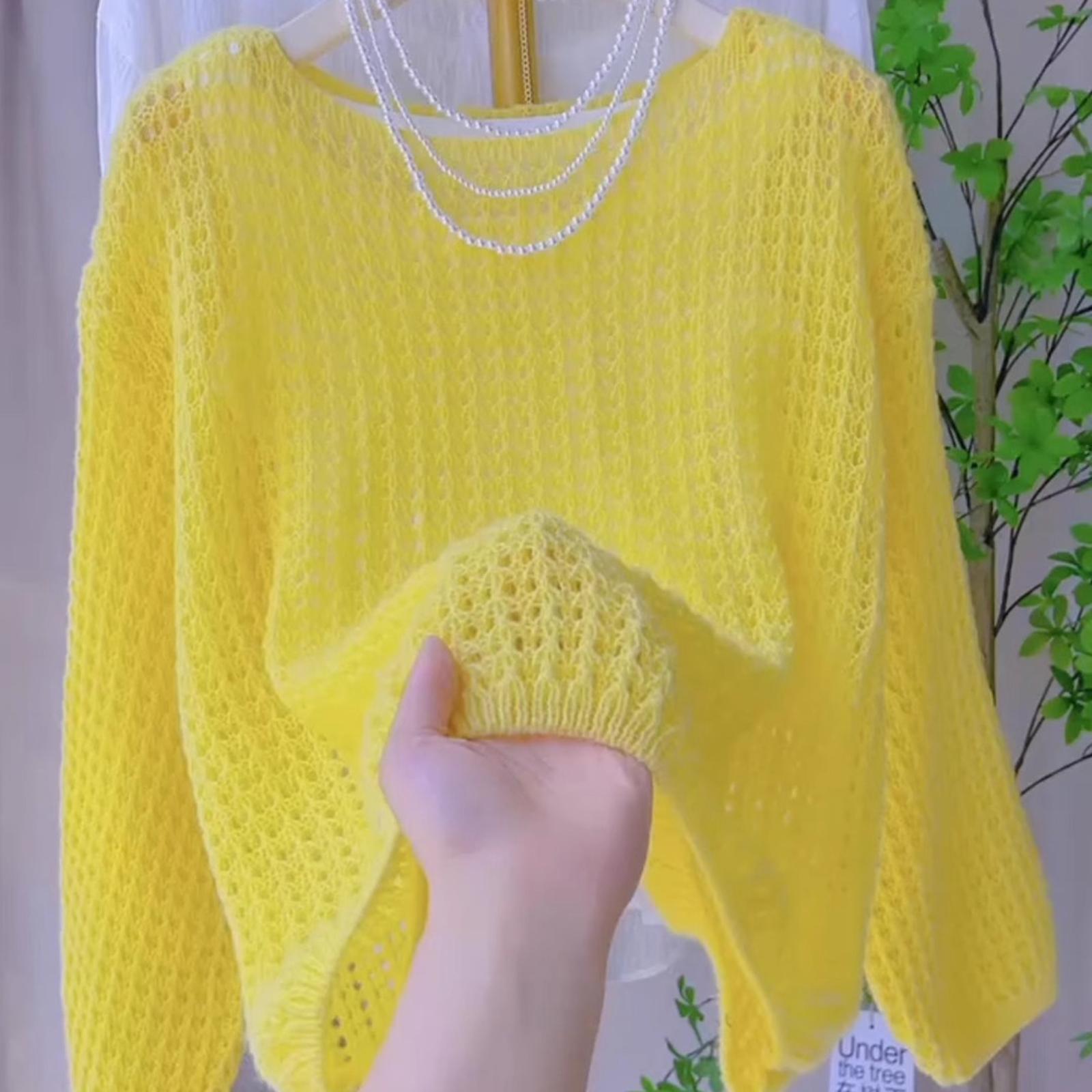 

Delicate Lace-Up Knit Top For Women Off-the-Shoulder Long-Sleeved Lightweight Shawl- Cover-Up One Size жовтий