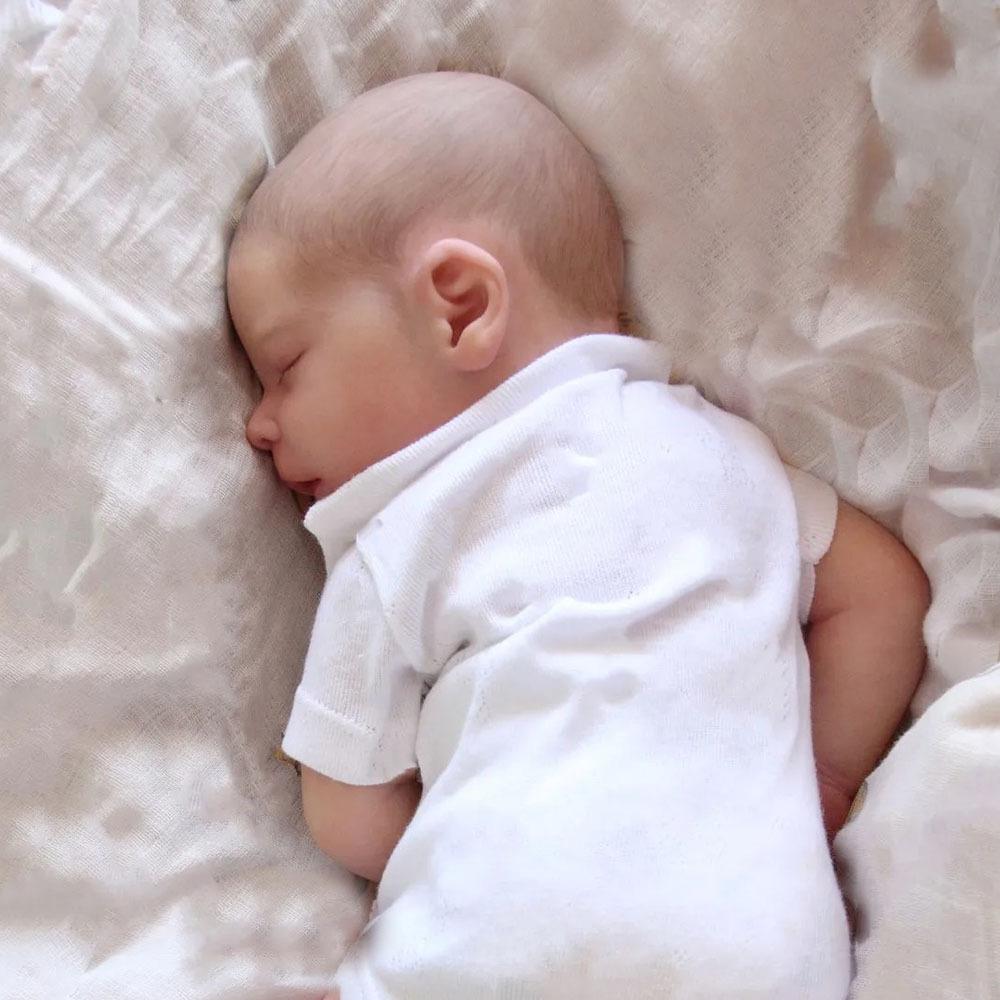 BZDOLL 18 Zoll Reborn Schlafendes Baby Puppe Voll Weicher Vinylkörper Badespielzeug Mädchen Kind 45cm Neugeborenes Bebe mit 3D-bemalter Haut und Sichtbaren Adern Spielzeug Kann Gewaschen Werden