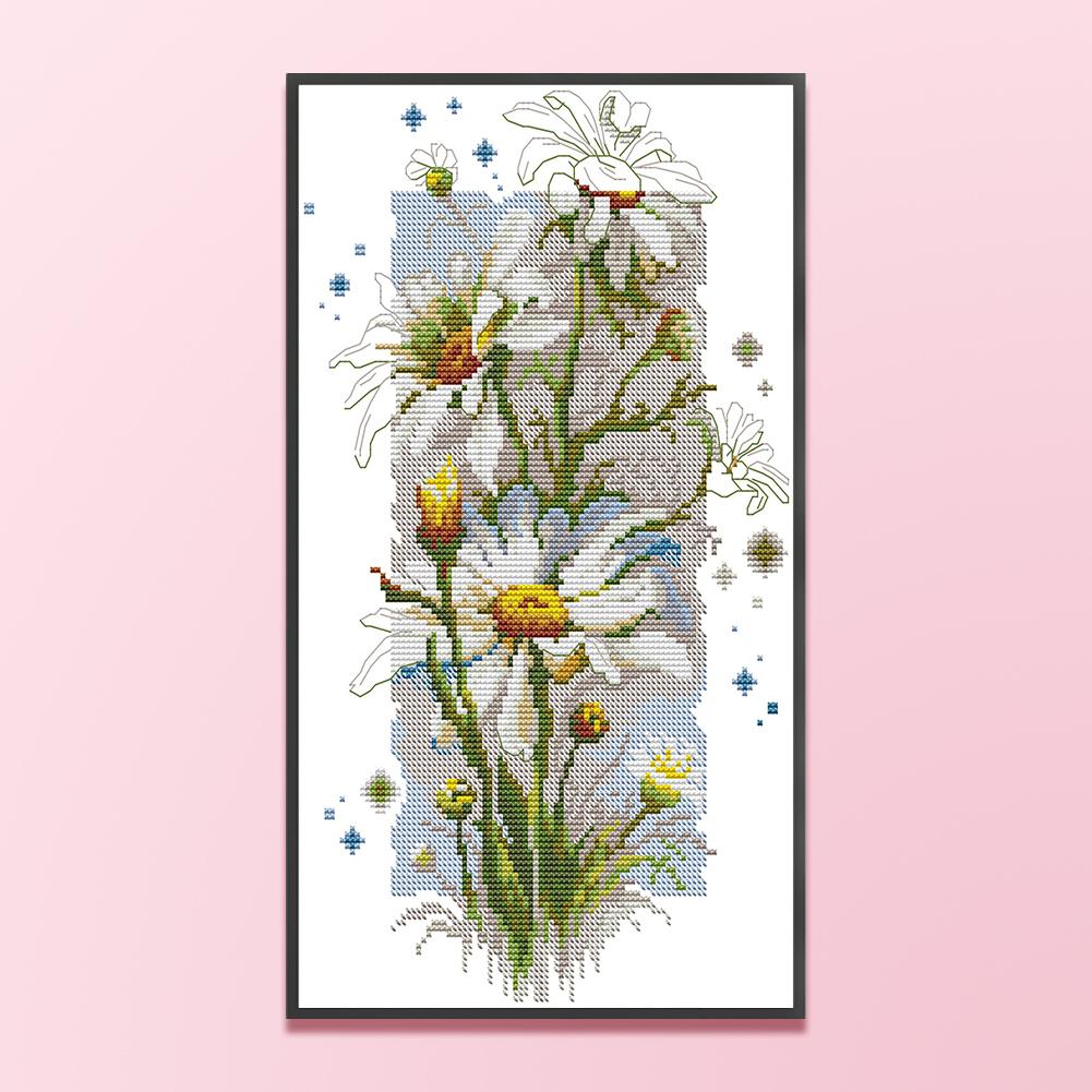 Partial Embroidery Eco-cotton Thread 14CT Printed Flower Cross Stitch