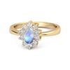 Moonstone Classic Halo Ring - 925 Sterling Silver Gold Vermeil